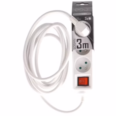 Multiprise avec terre 3 prises câble 3 m avec interrupteur  EDO777561