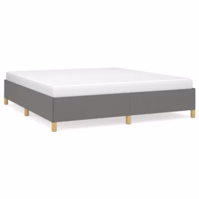 Lit double, Lit adulte, Cadre de lit à ressorts gris foncé 180×200 cm tissu