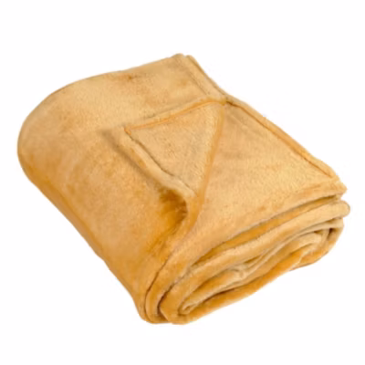 Couverture polaire unie « PILONGA » (220×240 cm – Jaune moutarde)