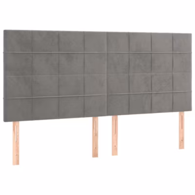3116398 vidaXL Têtes de lit 4 pcs Gris clair 100x5x78-88 cm Velours
