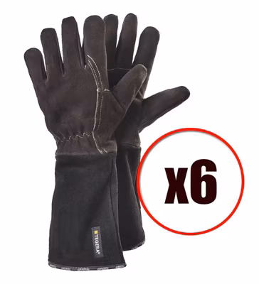 Lot de 6 paires de gants de soudure anti chaleur en cuir fleur caprin Tegera EN388 EN407