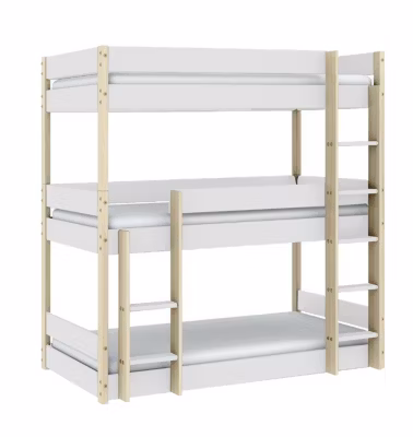 Lit superposé enfant coloris blanc, couchage 90 x 190 cm – Longueur 200 x Profondeur 107 x Hauteur 197 cm
