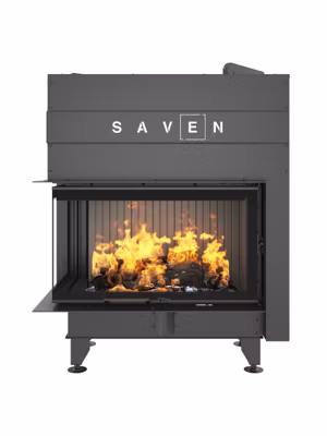 Cheminée d&rsquo;angle Noir Insert Ouverture gauche Energy Up 85x50x47 (17,0 kW) ECO