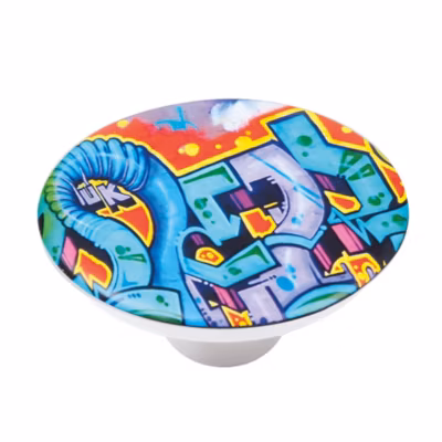Bouton de meuble abs diamètre 50 mm sérigrafié graffiti 4 lot de 36 piéces