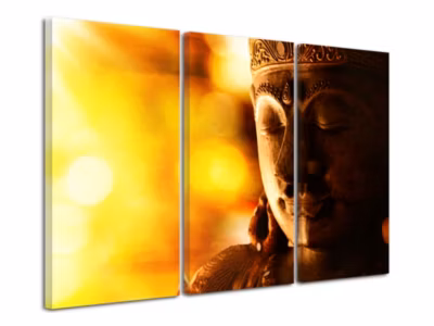 DECLINA, Tableau toile imprimée Zen, Tableau deco Zen Bouddha doré, 120×80 cm