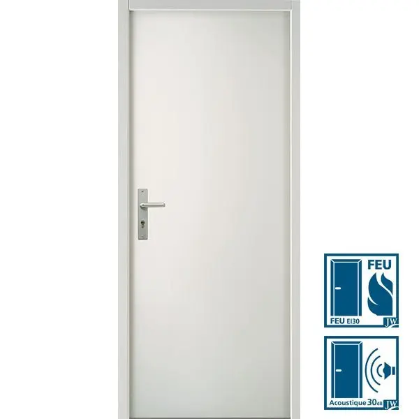 BLOC PORTE EI30 ACOUSTIQUE 30 DB PREPEINTE NON STABLE 2040 X 830 GAUCHE POUSSANT CHANT DROIT HUISSERIE 66 X 55