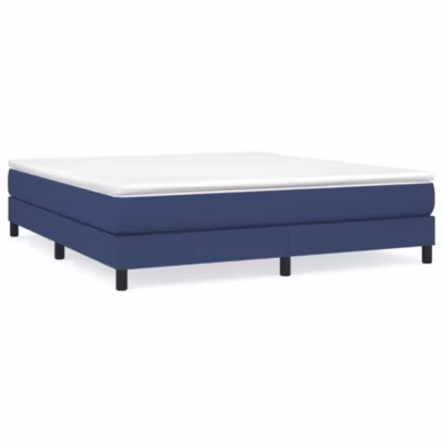 Lit double, Lit adulte, Cadre de lit à ressorts bleu 180×200 cm tissu