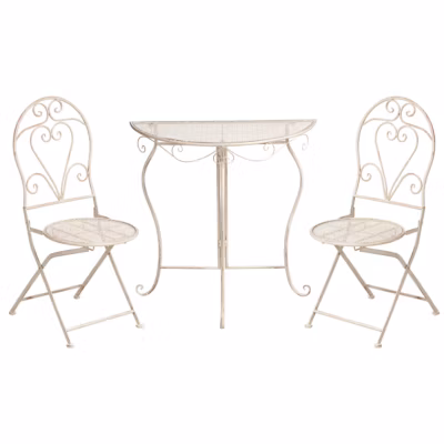 Ensemble bistrot Pliant FOLELLI Métal Beige clair