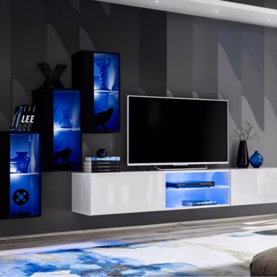 Ensemble Meuble TV « Switch XXII » 210cm Noir & Blanc