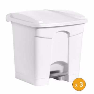 3 Poubelles à tri à pédale pour Sac 120 litres – Blanc