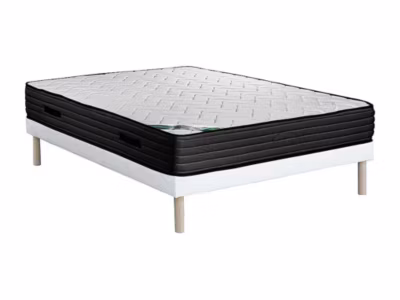 Ensemble 160 x 200 cm sommier tapissier + matelas mousse et coutil bambou ép.25cm – BERENDI de NATUREA