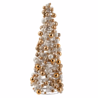 Statuette Déco « Mini Boules » 45cm Or & Ecru