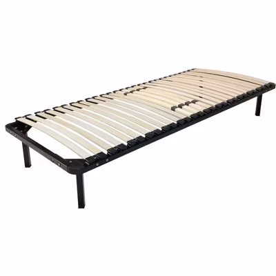 Anya – sommier noir cadre a lattes renforce – 120x190x29 cm – Sommier a lattes  montage rapide –  – 68 lattes de soutien