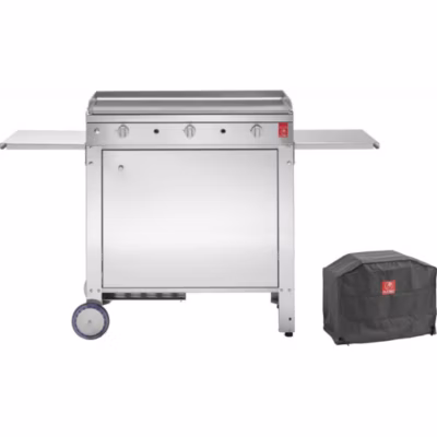 Plancha en inox Chef XL 80 cm avec chariot et housse Chariot avec porte
