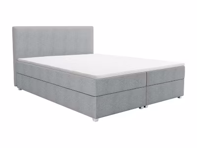 Ensemble complet boxspring tête de lit + sommier + matelas + surmatelas – 180 x 200 cm – Tissu – Gris clair – ONAN de YSMÉE