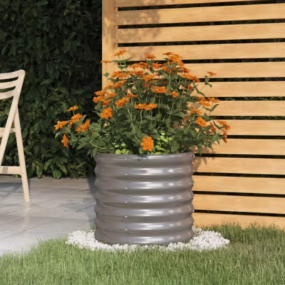 Jardinière de jardin,Pot de fleur,Bac à fleurs Acier galvanisé 40x40x36 cm Gris