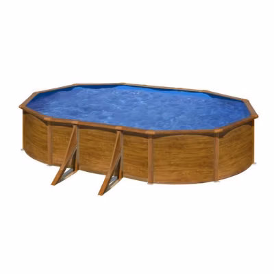 Piscine acier aspect bois Gré Pacific ovale 5,27 x 3,27 x 1,22 m – Gré