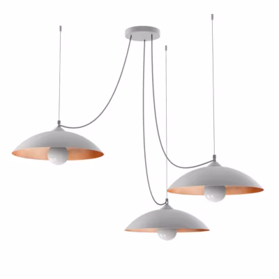 LUMICOM – DREAM Suspension, 3X E27, max 42W, métal, blanc mat/feuille cuivre, D.40cm
