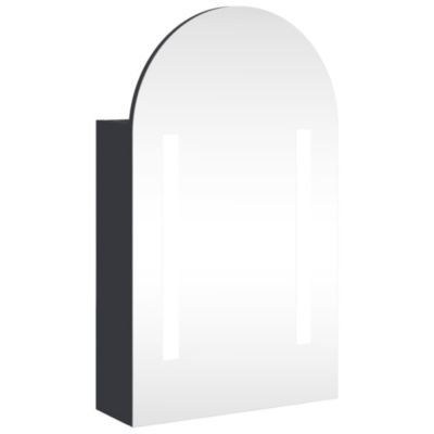 Armoire Murale à miroir LED, Armoire de Toilette, Meuble Salle de Bain arquée gris 42x13x70 cm