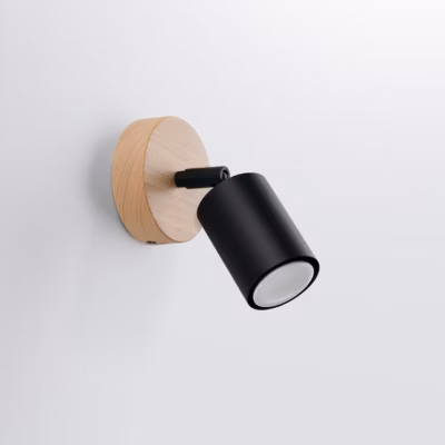 Applique en acier/bois 1 ampoule 4000K – 16x10x16cm Sollux