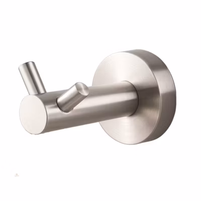 BALNEO – crochet porte-serviettes double en acier inox argenté – crochet de salle de bain QUBE inoxydable