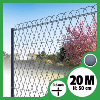 Bordure parisienne ronde longueur 20m – Gris Anthracite, 50cm, 3.6mm