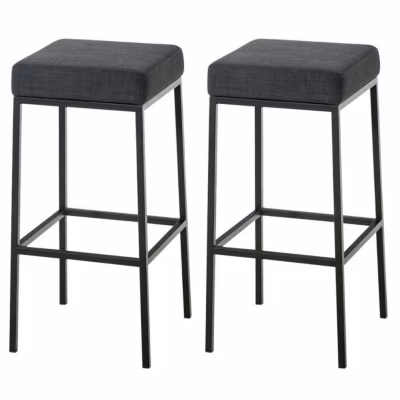 Tabouret de bar Montréal 85 OVEGNA tissu gris foncé métal 85cm