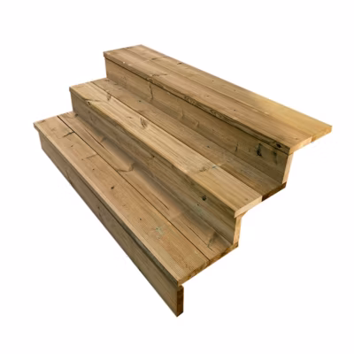 BERLIN Escalier extérieur bois 3 marches H 54cm L-160cm – avec contre marche
