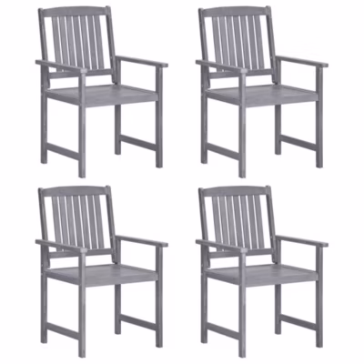 Chaises de jardin lot de 4 Bois massif d&rsquo;acacia Gris vidaXL
