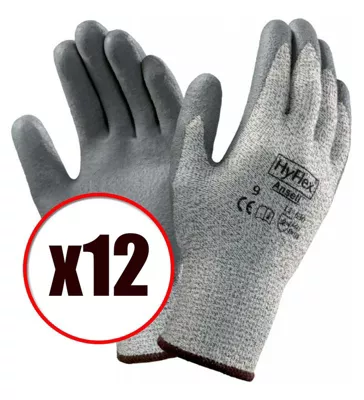 Lot de 12 paires de gants de travail en lycra et kevlar Hyflex 11-630 EN388 anti coupure Taille – Taille 8