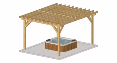 Carport pergola indépendante 400cmx300cm Bois DOUGLAS Français label PEFC (Charpente – Auvent – Abri terrasse) surface 12 m²