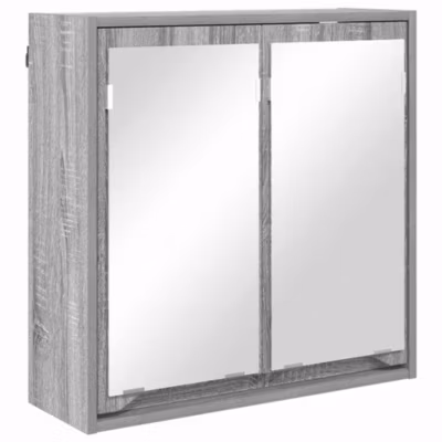 Armoire Murale Miroir de Salle de Bain, Armoire de Toilette, Meuble Salle de Bain Gris Sonoma 60 x 20 x 60 cm