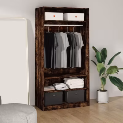 vidaXL Garde-robe chêne fumé 100x50x200 cm bois d&rsquo;ingénierie 826614