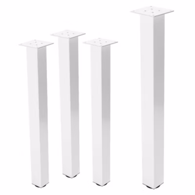 Lot de 4 pieds de table ML-Design H90 cm blanc brillant en acier profil carré 8×8 cm I-design