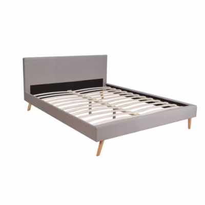 Lit FJORD 140×190 tissu + 1 sommier / Gris Clair