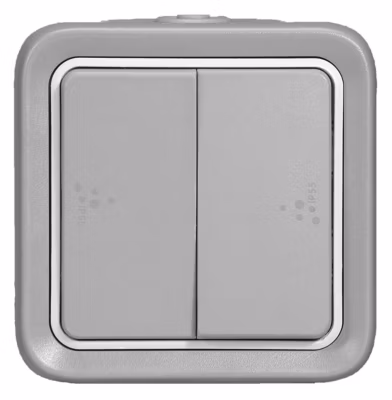Interrupteur ou va-et-vient étanche PLEXO complet IP55 saillie gris double – LEGRAND – 069715