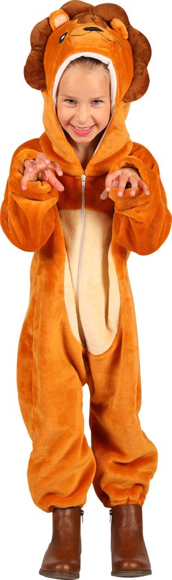 Costume Animaux Lion Enfants – Peluche – Animaux Onesie – Carnaval – Habillage Vêtements Enfants – Oranje/ Marron – Taille 92