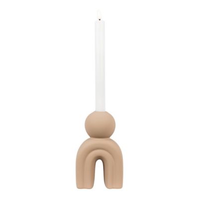 Bougeoir Candle, Marron, Grès, 6,5×10,5×17 cm, Seven Design
