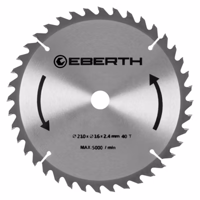 EBERTH Lame de Scie Circulaire en Acier avec Dents en Carbure Diamètre 210mm, Alésage 16mm, Épaisseur de la Lame 1,6mm