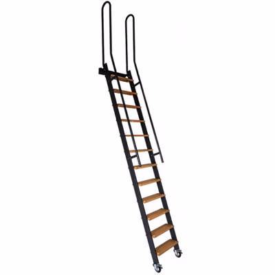 Echelle rabattable acier – Marches bois – Hauteur à atteindre 2,25m – Rampes verticales – Coloris noir – SSPXL-239-N-RV