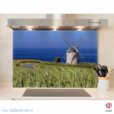 Crédence cuisine fond de hotte Moulin-de- LLuzéoc x H Verre trempé – MaCrédenceDéco