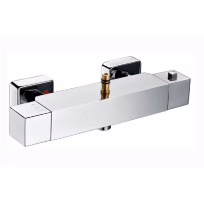 Robinet de colonne de douche thermostatique carré avec finition chromée brillante en laiton Kibath