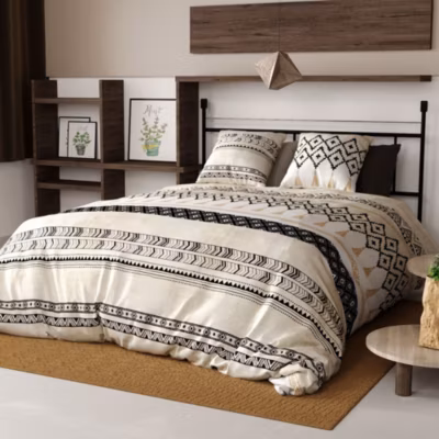 Housse de couette 260×240 Bohème + 2 taies coton 57 fils