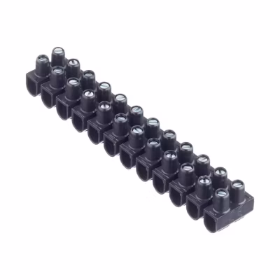 Borniers de raccordement en PP, TBS-6A-6mm2. Noir. Barrette de 12 borniers