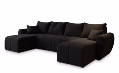 Canapé d&rsquo;angle madison noir en tissu texturé avec fonction de couchage