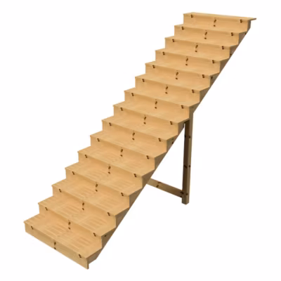 BERLIN Escalier extérieur bois 15 marches H 258cm L-120cm fermé