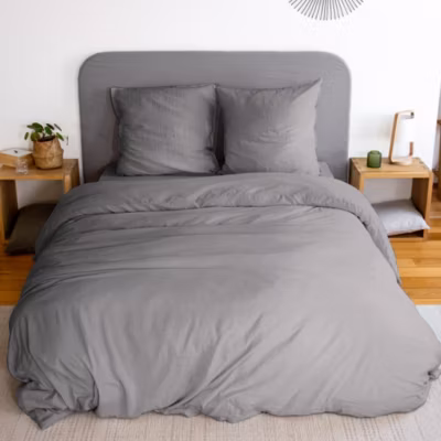 Parure 240×220 cm MILA polyester micro lavée gris anthracite 3 pièces