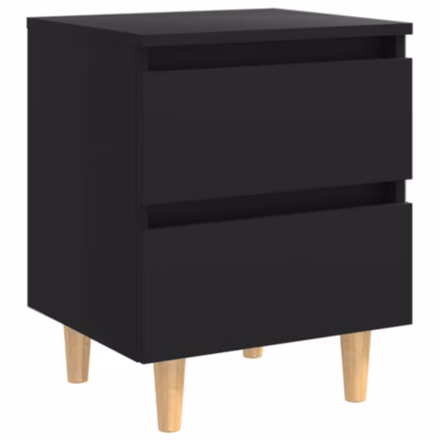 Table de chevet avec pieds en pin Noir 40x35x50 cm vidaXL