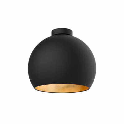 LUMICOM – JOE Plafonnier, 1X E27, max 42W, métal, noir mat/feuille d&rsquo;or, D.25cm