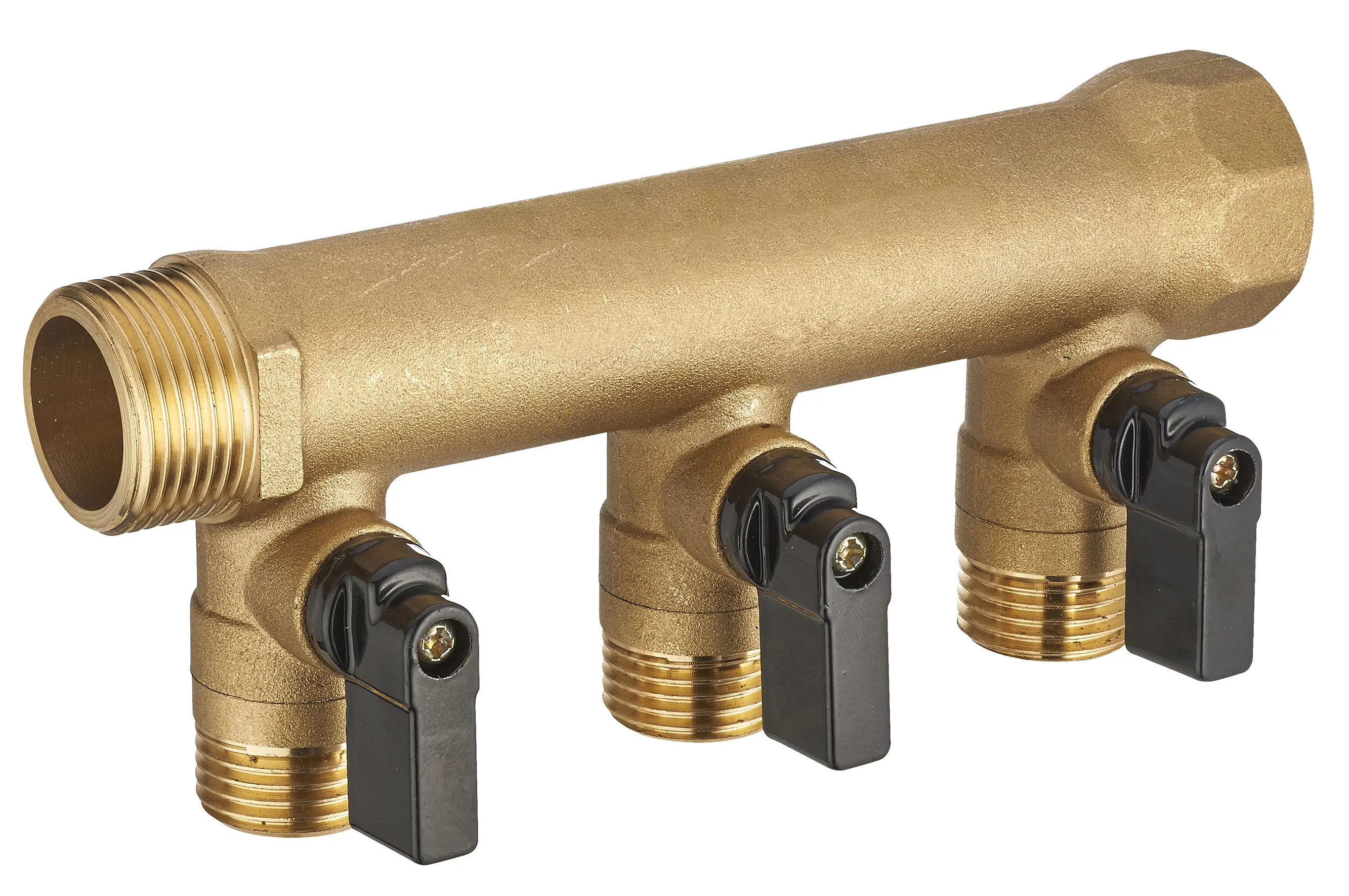 Collecteur monobloc MF3/4' – Départs M1/2' avec vannes – 3 départs